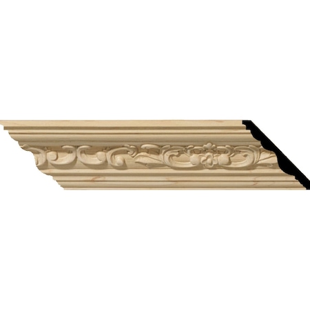Ekena Millwork 3 1/2"H x 3 5/8"P x 5"F x 94 1/2"L Medway Carved Wood Crown Moulding, Cherry MLD03X03X05MECH